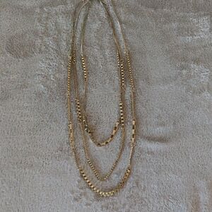Gold Plated Multi-Strand Necklace with Polished Finish